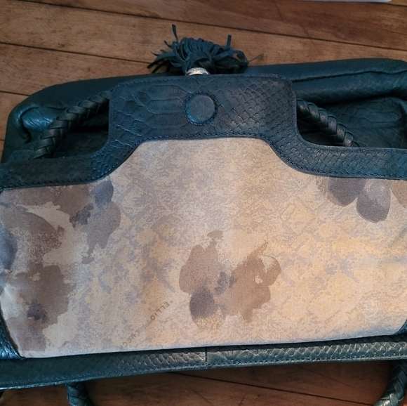 Elliott Lucca Leather Snake Print Crossbody Top Handle Bag - Picture 2 of 16